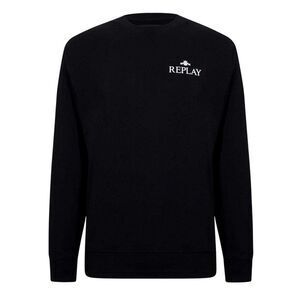 Replay Mens Logo Crew Neck Sweatshirt / Black